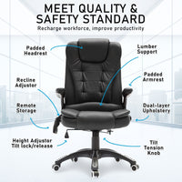 La Bella Black Massage 8 Point Vibration Heated Ergonomic Executive Office Chair Kings Warehouse 