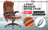 La Bella Espresso Massage 8 Point Vibration Heated Ergonomic Executive Office Chair Kings Warehouse 