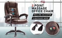 La Bella Espresso Massage Vibration Ergonomic Executive Office Chair Kings Warehouse 