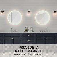La Bella LED Wall Mirror Round Touch Anti-Fog Makeup Decor Bathroom Vanity 60cm Kings Warehouse 
