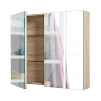 La Bella Oak Bathroom Mirror Cabinet Wall Twin Door Shaving Storage 75 x 72 cm Kings Warehouse 