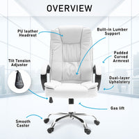 La Bella White Executive Office Chair Sage Dual-Layer Seat Kings Warehouse 