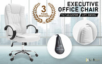 La Bella White Executive Office Chair Sage Dual-Layer Seat Kings Warehouse 