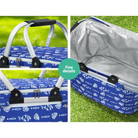 Large Folding Picnic Bag Basket Hamper Camping Hiking Insulated Lunch Cooler Kings Warehouse 