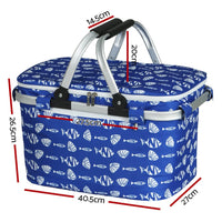 Large Folding Picnic Bag Basket Hamper Camping Hiking Insulated Lunch Cooler Kings Warehouse 