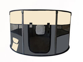 Large Round Portable Soft Playpen Dog Cat Rabbit Puppy Playpen-Grey Kings Warehouse 