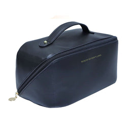 Large Travel Cosmetic Bag Portable Make up Makeup Bag Waterproof PU Leather Storage Black Kings Warehouse 