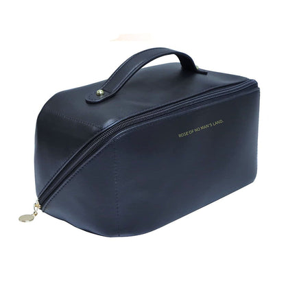 Large Travel Cosmetic Bag Portable Make up Makeup Bag Waterproof PU Leather Storage Black Kings Warehouse 
