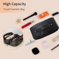 Large Travel Cosmetic Bag Portable Make up Makeup Bag Waterproof PU Leather Storage Black Kings Warehouse 