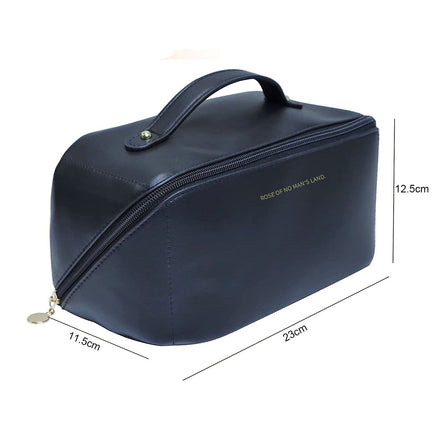 Large Travel Cosmetic Bag Portable Make up Makeup Bag Waterproof PU Leather Storage Black Kings Warehouse 