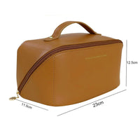 Large Travel Cosmetic Bag Portable Make up Makeup Bag Waterproof PU Leather Storage Brown Kings Warehouse 