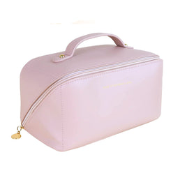Large Travel Cosmetic Bag Portable Make up Makeup Bag Waterproof PU Leather Storage Pink Kings Warehouse 