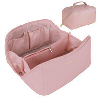 Large Travel Cosmetic Bag Portable Make up Makeup Bag Waterproof PU Leather Storage Pink Kings Warehouse 