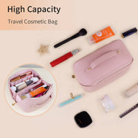 Large Travel Cosmetic Bag Portable Make up Makeup Bag Waterproof PU Leather Storage Pink Kings Warehouse 