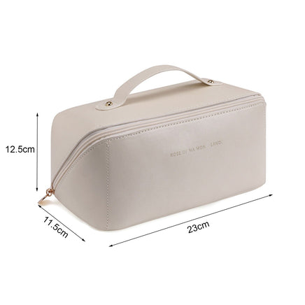 Large Travel Cosmetic Bag Portable Make up Makeup Bag Waterproof PU Leather Storage White Kings Warehouse 
