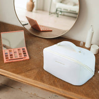 Large Travel Cosmetic Bag Portable Make up Makeup Bag Waterproof PU Leather Storage White Kings Warehouse 