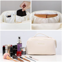 Large Travel Cosmetic Bag Portable Make up Makeup Bag Waterproof PU Leather Storage White Kings Warehouse 