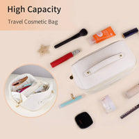 Large Travel Cosmetic Bag Portable Make up Makeup Bag Waterproof PU Leather Storage White Kings Warehouse 