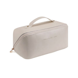 Large Travel Cosmetic Bag Portable Make up Makeup Bag Waterproof PU Leather Storage White Kings Warehouse 