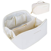 Large Travel Cosmetic Bag Portable Make up Makeup Bag Waterproof PU Leather Storage White Kings Warehouse 