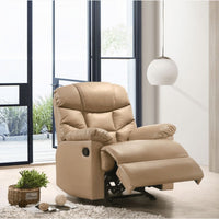 Leather Rocking Recliner Chair Armchair Swing Gliding Beige Kings Warehouse 