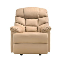 Leather Rocking Recliner Chair Armchair Swing Gliding Beige Kings Warehouse 