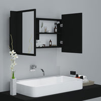 LED Bathroom Mirror Cabinet Black 80x12x45 cm Kings Warehouse 