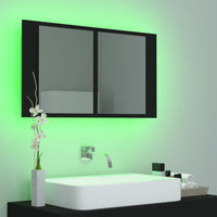 LED Bathroom Mirror Cabinet Black 80x12x45 cm Kings Warehouse 