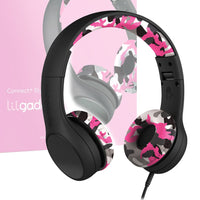 LilGadgets Connect + Childrens Kids Wired Headphones Pink Camo Kings Warehouse 
