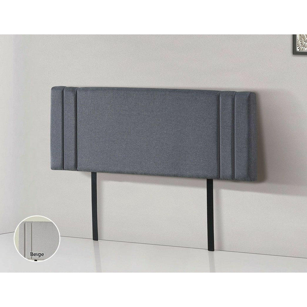 Linen Fabric Queen Bed Deluxe Headboard Bedhead - Grey Kings Warehouse 