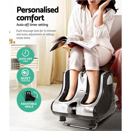 Livemor Foot Massager Ankle Calf Leg Massagers Shiatsu Kneading Rolling Silver Massage Kings Warehouse 