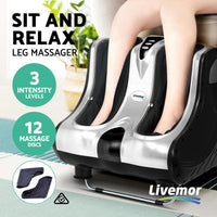 Livemor Foot Massager Ankle Calf Leg Massagers Shiatsu Kneading Rolling Silver Massage Kings Warehouse 