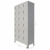 Locker Cabinet with 18 Compartments Metal 90x40x180 cm Kings Warehouse 