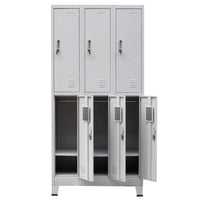 Locker Cabinet with 6 Compartments Steel 90x45x180 cm Grey Kings Warehouse 