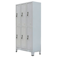 Locker Cabinet with 6 Compartments Steel 90x45x180 cm Grey Kings Warehouse 