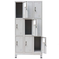 Locker Cabinet with 9 Compartments Steel 90x45x180 cm Grey Kings Warehouse 