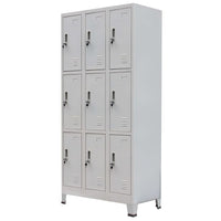 Locker Cabinet with 9 Compartments Steel 90x45x180 cm Grey Kings Warehouse 