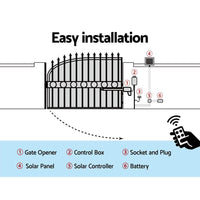 LockMaster 600KG Swing Gate Opener Auto Solar Power Electric Kit Remote Control Kings Warehouse 