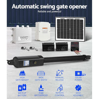 LockMaster Automatic Full Solar Power Swing Gate Opener Kit 600KG Kings Warehouse 