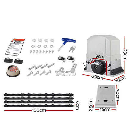 LockMaster Electric Sliding Gate Opener 1200KG With Remote Hardware Kit 4M Rail Kings Warehouse 
