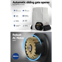LockMaster Electric Sliding Gate Opener 1800KG Motor Kit Auto Keypad Remote 6M Rail Kings Warehouse 