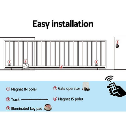 LockMaster Electric Sliding Gate Opener 1800KG With Keypad Remote 4M Rail Kings Warehouse 