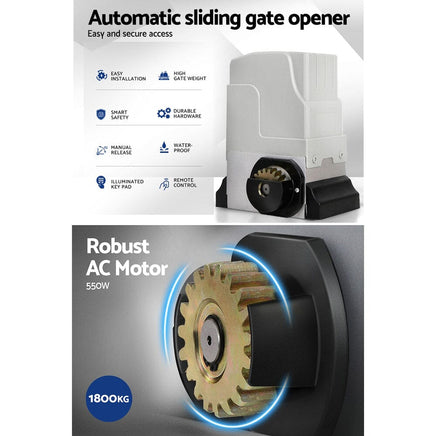 LockMaster Electric Sliding Gate Opener 1800KG With Keypad Remote 6M Rail Kings Warehouse 