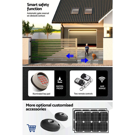 LockMaster Electric Sliding Gate Opener 1800KG With Keypad Remote 6M Rail Kings Warehouse 