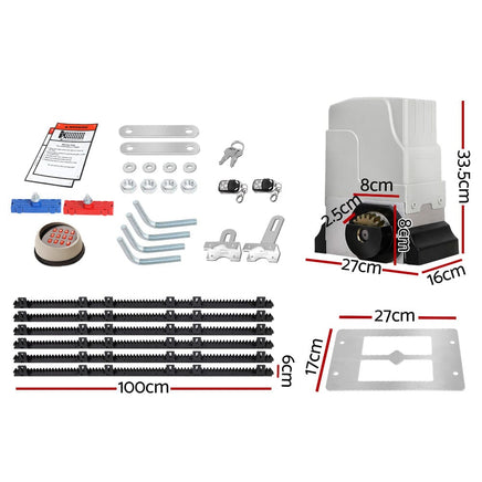 LockMaster Electric Sliding Gate Opener 1800KG With Keypad Remote 6M Rail Kings Warehouse 