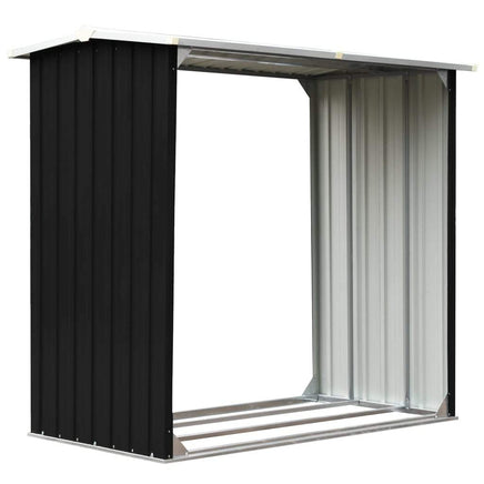 Log Storage Shed Galvanised Steel 172x91x154 cm Anthracite Kings Warehouse 