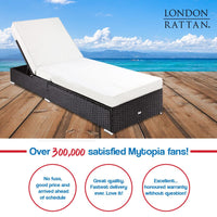 LONDON RATTAN Wicker Premium Outdoor Sun Lounge Pool Furniture Bed Kings Warehouse 