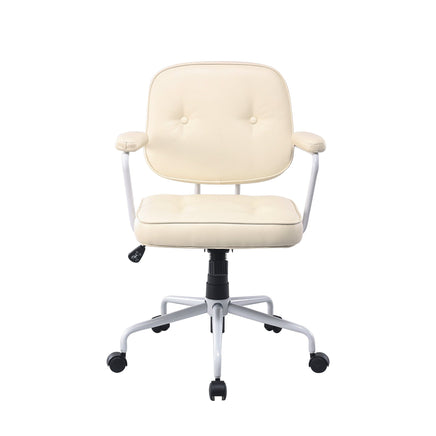 Louise White Frame Faux Leather Home Office Chair in Beige Kings Warehouse 