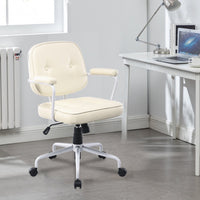 Louise White Frame Faux Leather Home Office Chair in Beige Kings Warehouse 