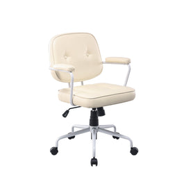 Louise White Frame Faux Leather Home Office Chair in Beige Kings Warehouse 